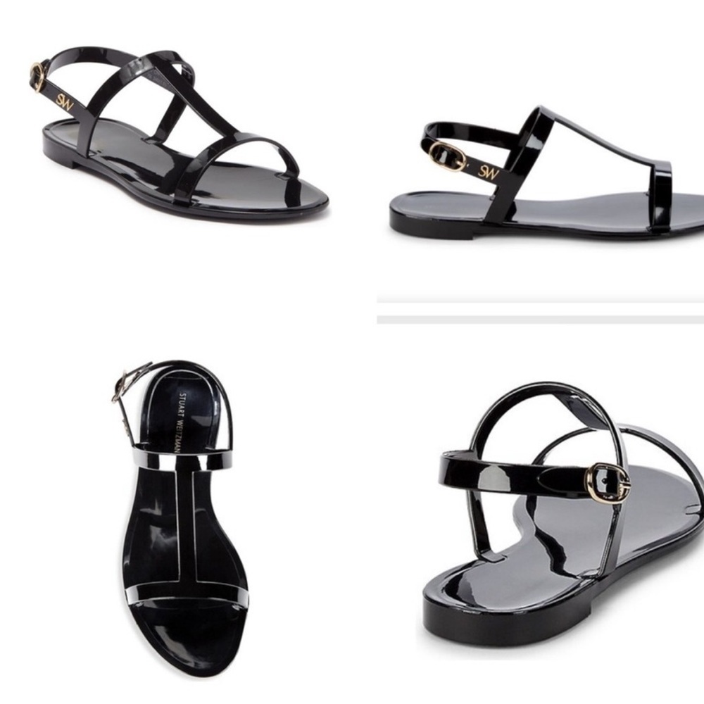 Stuart Weitzman black Mellie Patent Sandals